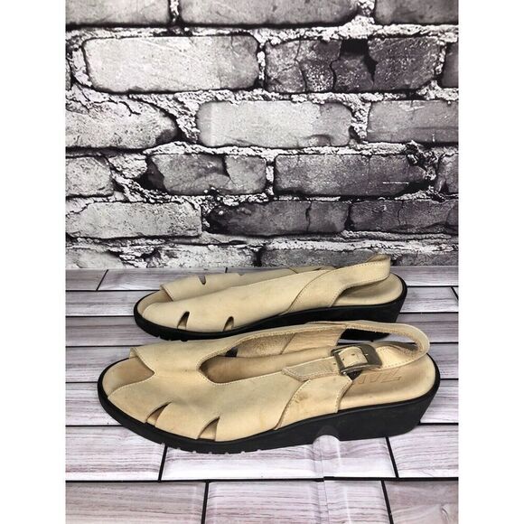 ZANTE Beige Tan Nubuck Leather Casual Wedge Strap Sandals Women Sz 39EU/8.5M US - Picture 13 of 16